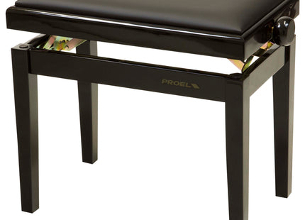 Proel Stage Piano Bench Bright black frame - single padded seat with Black imitation leather PB90SBBBK