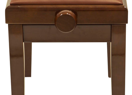 Proel Stage Piano Bench Bright walnut frame - single padded seat with Brown imitation leather PB90SBWBR