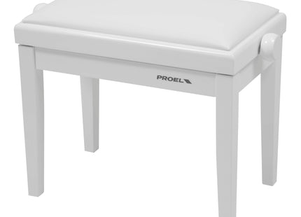 Proel Stage Piano Bench Bright white frame - single padded seat with White imitation leather PB90SBWWH