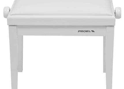 Proel Stage Piano Bench Bright white frame - single padded seat with White imitation leather PB90SBWWH