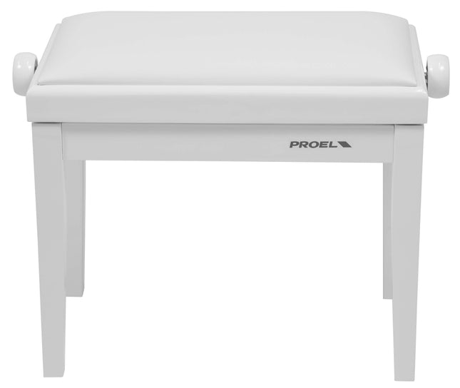 Proel Stage Piano Bench Bright white frame - single padded seat with White imitation leather PB90SBWWH