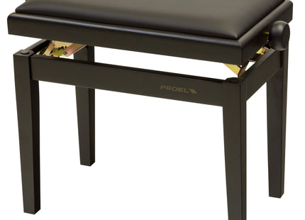 Proel Stage Piano Bench Matt black frame - single padded seat with Black imitation leather PB90SSBBK