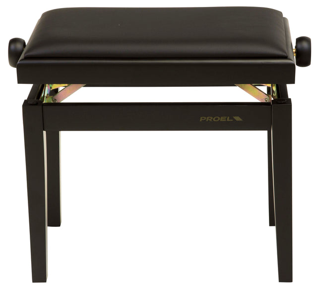 Proel Stage Piano Bench Matt black frame - single padded seat with Black imitation leather PB90SSBBK