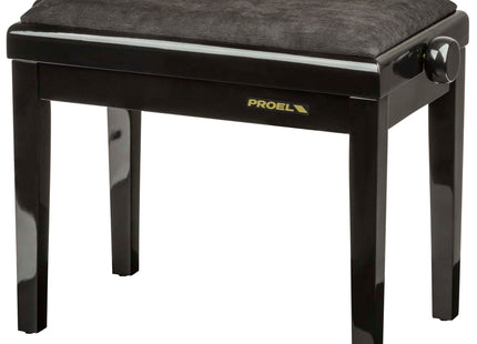 Proel Stage Piano Bench Bright black frame - single padded seat with black velvet covering PB90VBBBK