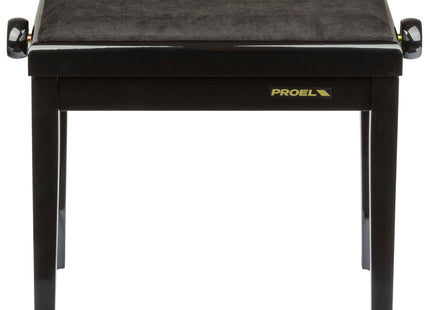 Proel Stage Piano Bench Bright black frame - single padded seat with black velvet covering PB90VBBBK