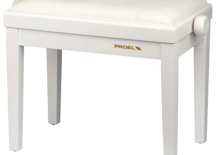 Proel Stage Piano Bench Bright white frame - single padded seat with White velvet cover PB90VBWWH