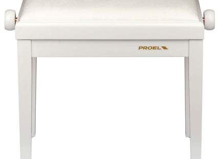 Proel Stage Piano Bench Bright white frame - single padded seat with White velvet cover PB90VBWWH