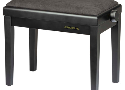 Proel Stage Piano Bench Matt Black frame - single padded seat with black velvet cover PB90VSBBK