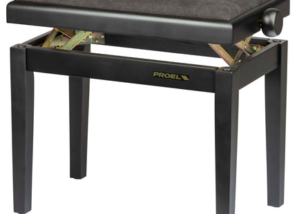 Proel Stage Piano Bench Matt Black frame - single padded seat with black velvet cover PB90VSBBK