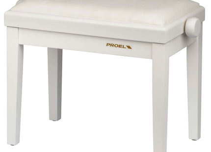 Proel Stage Piano Bench Matt white frame - single padded seat with white velvet cover PB90VSWWH