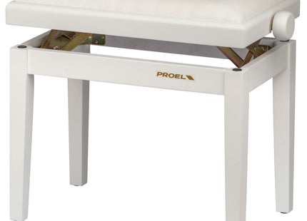 Proel Stage Piano Bench Matt white frame - single padded seat with white velvet cover PB90VSWWH