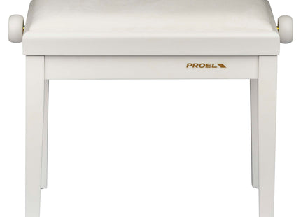 Proel Stage Piano Bench Matt white frame - single padded seat with white velvet cover PB90VSWWH