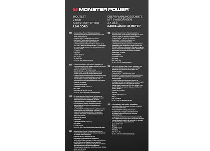 MONSTER POWER SURGE PROTECTOR 8 AC/2 USB-A DE