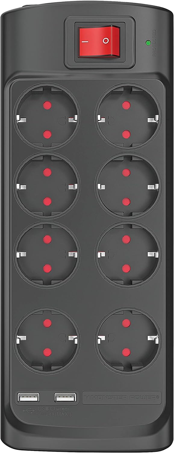 MONSTER POWER SURGE PROTECTOR 8 AC/2 USB-A DE